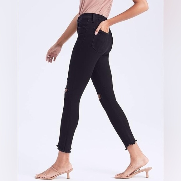 Abercrombie & Fitch High-Rise Super Skinny Ankle Jean Black Destroy Jeans Sz 30S - Picture 3 of 13